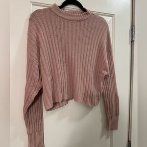 AMERICAN EAGLE Pink Ribbed Knit Mockneck Sweater
